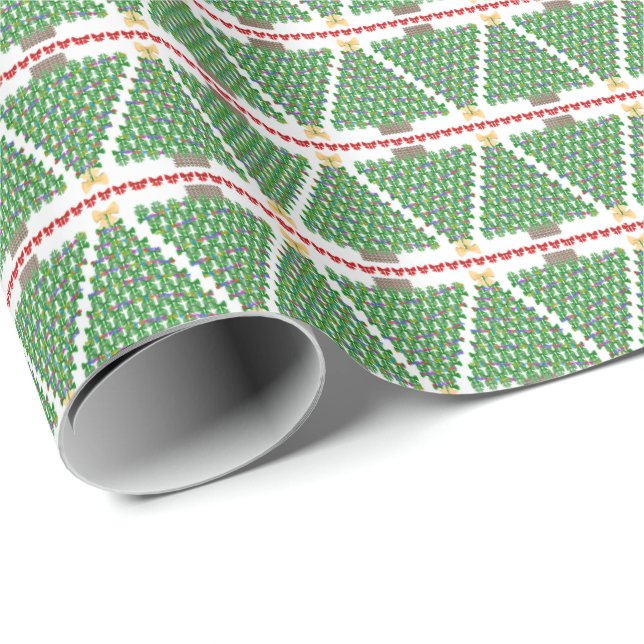 Papel de embrulho de árvore de Natal com arco geom (Ponta do rolo)