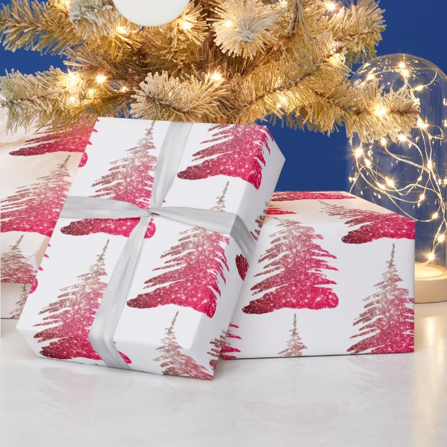 Papel de embrulho de árvore de Natal com brilho ro (Feriados)