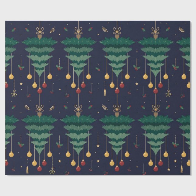 Papel de embrulho de árvore de Natal de cabeça par (Aberto)