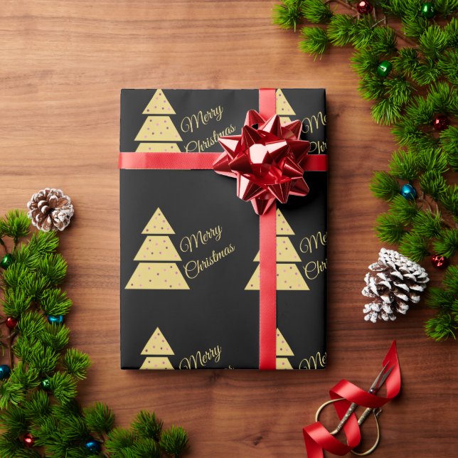Papel de embrulho de árvore de Natal dourada (Presente de Natal)