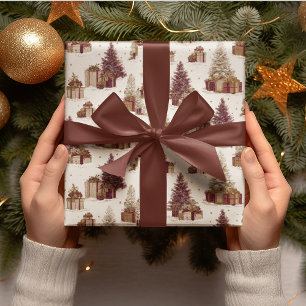 Papel de embrulho de árvore de Natal e presentes v