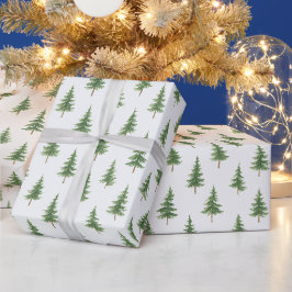 Papel de embrulho de árvore de Natal em aquarela e