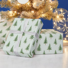 Papel de embrulho de árvore de Natal em aquarela e