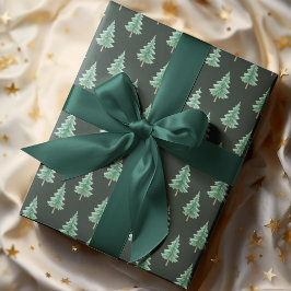 Papel de embrulho de árvore de Natal em aquarela e