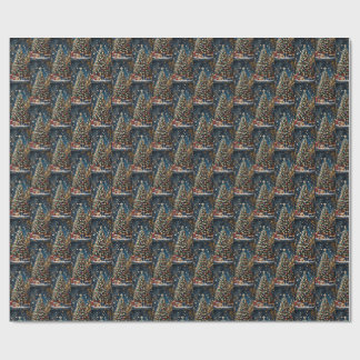 Papel de embrulho de árvore de Natal vintage