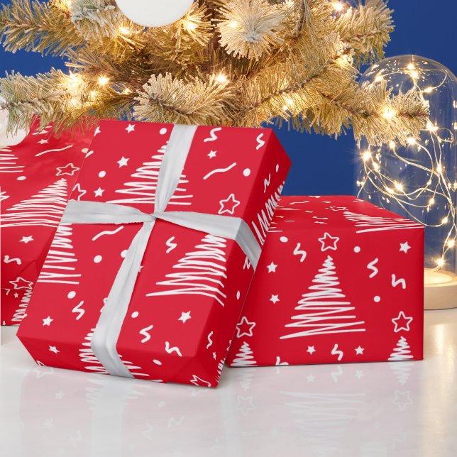 Papel de embrulho de árvores de Natal modernas (Feriados)