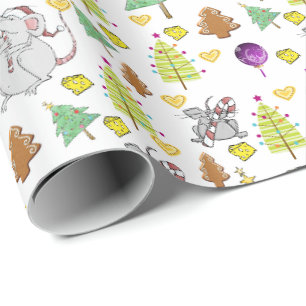 Papel de embrulho de árvores de Natal Rato Queijo