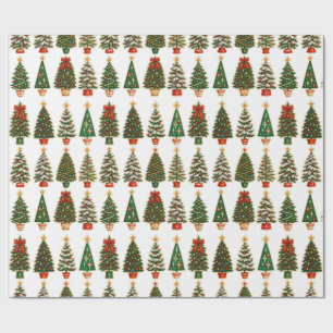 Papel de embrulho de árvores de Natal vintage