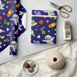 Papel de embrulho de astronauta alienígena espacia