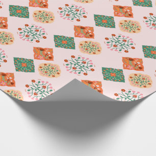 Papel de embrulho de azulejo floral Padrão de ja