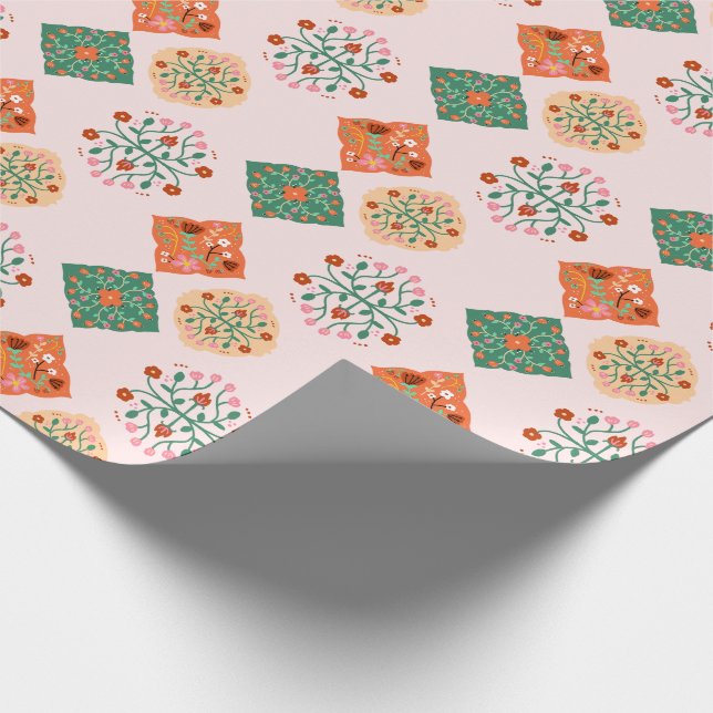Papel de embrulho de azulejo floral | Padrão de ja (Ponta)