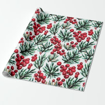 Papel de embrulho de bagas de floração de inverno