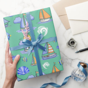 Papel de embrulho de barco à vela verde