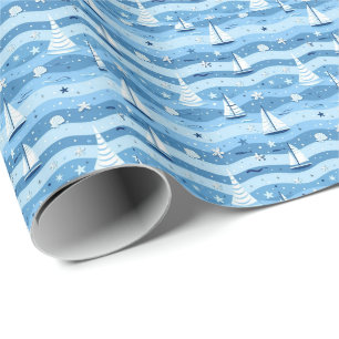 Papel de embrulho de barcos à vela de verão praia