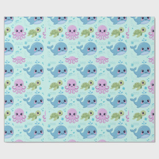 Papel de embrulho de bebês animais do oceano