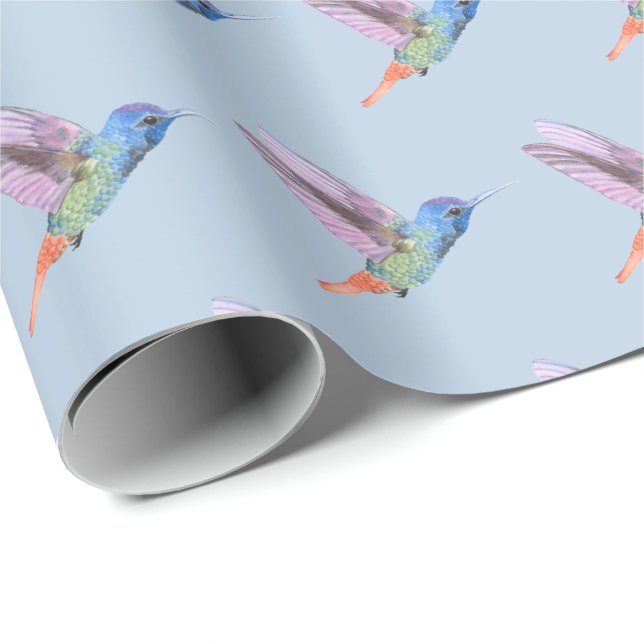 Papel de embrulho de beija-flor Presente de aniver (Ponta do rolo)