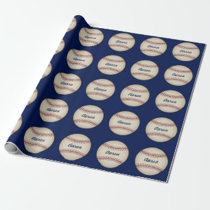 Papel de embrulho de beisebol azul personalizado