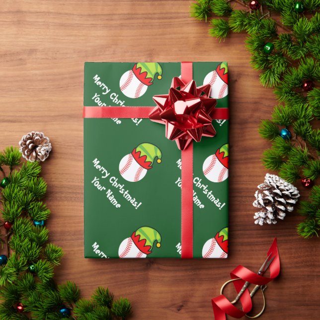 Papel de embrulho de beisebol do elfo de Natal par (Presente de Natal)
