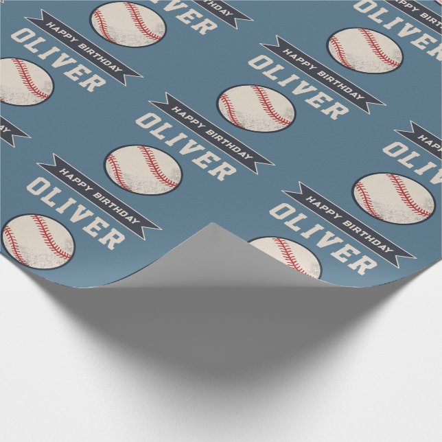 Papel de embrulho de beisebol personalizado Feliz  (Ponta)