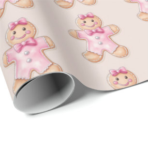 Papel de embrulho de biscoito, pão de Natal rosa, 