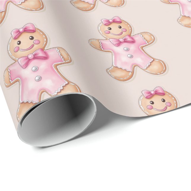 Papel de embrulho de biscoito, pão de Natal rosa,  (Ponta do rolo)