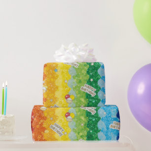Papel de embrulho de bolo de aniversário com arco-