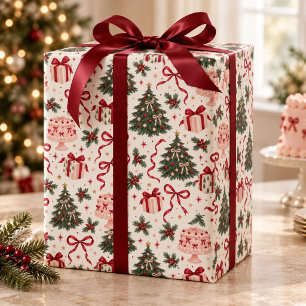 Papel de embrulho de bolo de aniversário de Natal