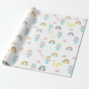 papel de embrulho de bolo de arco-íris fofo