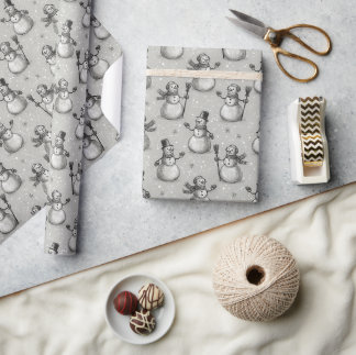 Papel de embrulho de boneco de neve