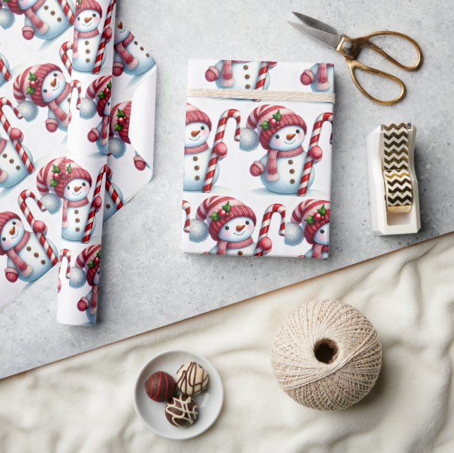 Papel de embrulho de bonecos de neve de feriado (Artesanato)