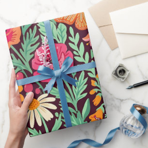 Papel de embrulho de borboleta de flor selvagem ab