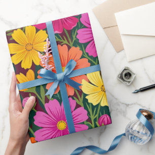 Papel de embrulho de borboleta floral boho abstrat
