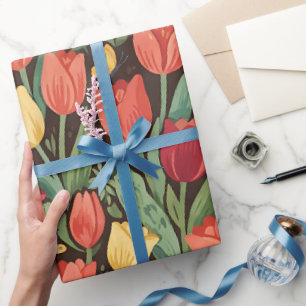 Papel de embrulho de borboletas de tulipas abstrat