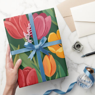 Papel de embrulho de borboletas de tulipas abstrat