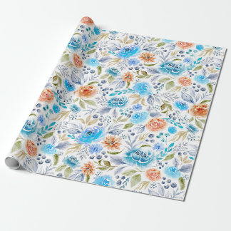 Papel de embrulho de bouquet floral aquarela