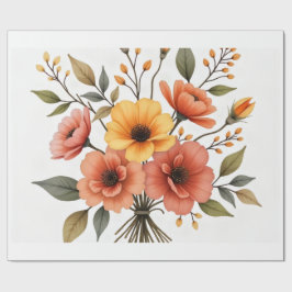 Papel de embrulho de buquê de flores de outono