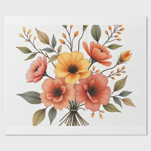Papel de embrulho de buquê de flores de outono (Aberto)
