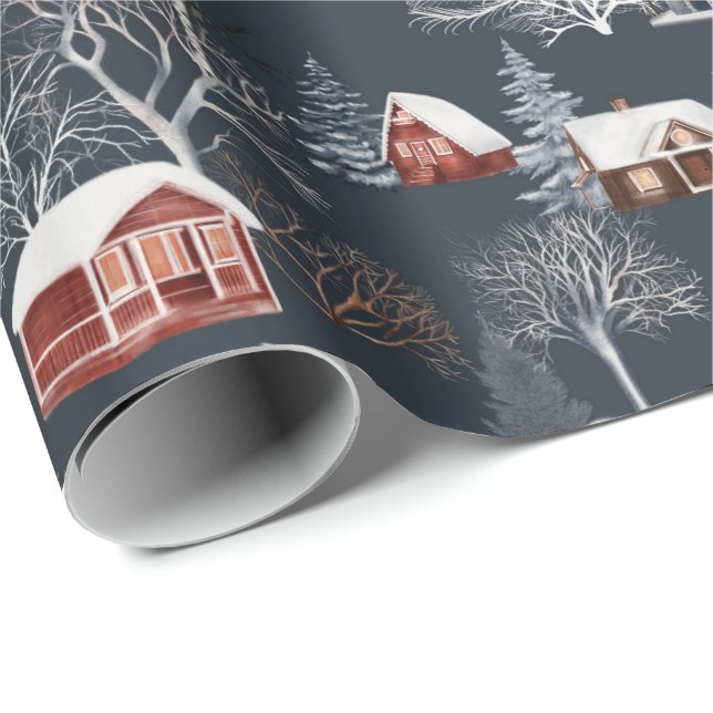 Papel de embrulho de cabine de Natal de inverno (Ponta do rolo)