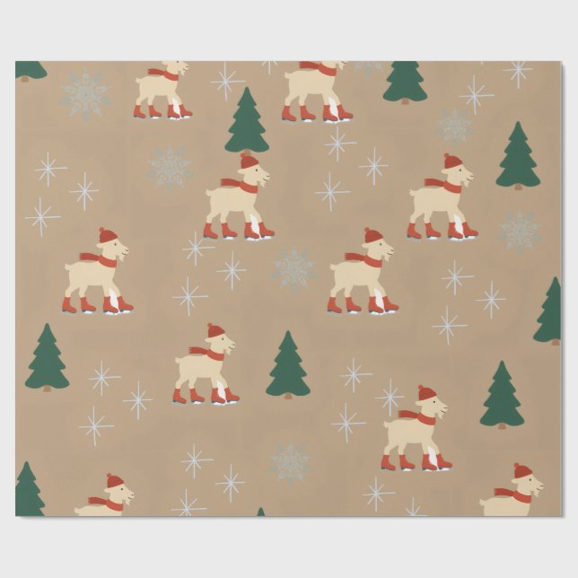 Papel de embrulho de cabra de Natal fofo (Aberto)