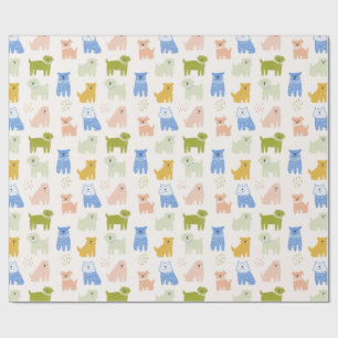 Papel de embrulho de cachorros coloridos fofos