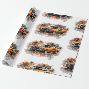 Papel de embrulho de carro muscular americano