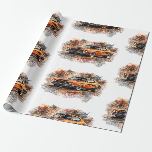 Papel de embrulho de carro muscular americano (Desenrolado)