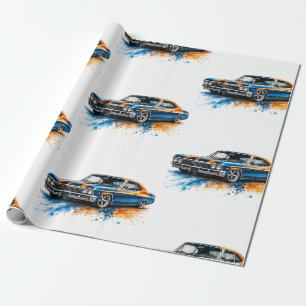 Papel de embrulho de carro muscular americano