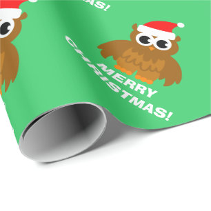 Papel de embrulho de cartoon de coruja de Natal