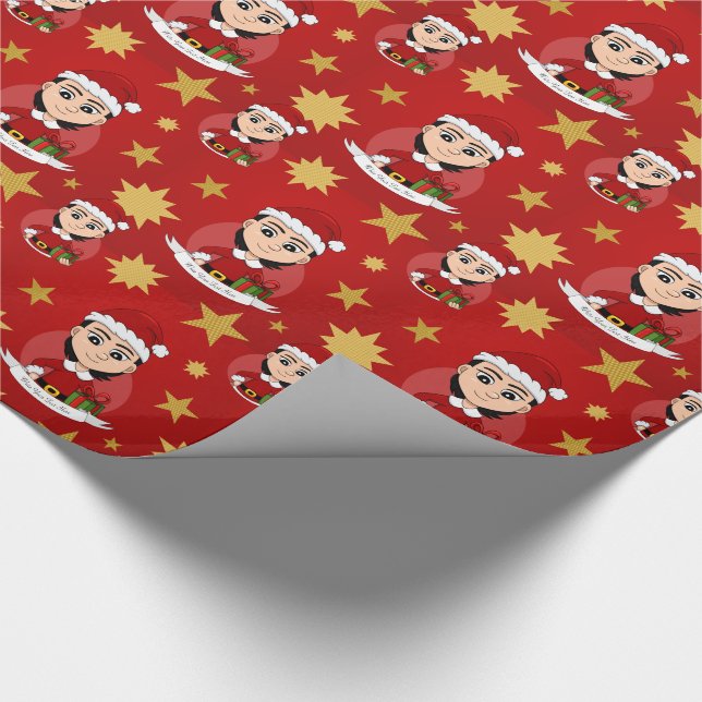 Papel de embrulho de cartoon de menina de natal pe (Ponta)