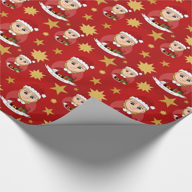 Papel de embrulho de cartoon de menina de natal pe (Ponta)