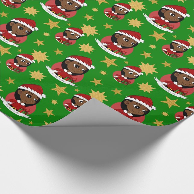 Papel de embrulho de cartoon de menina de natal pe (Ponta)