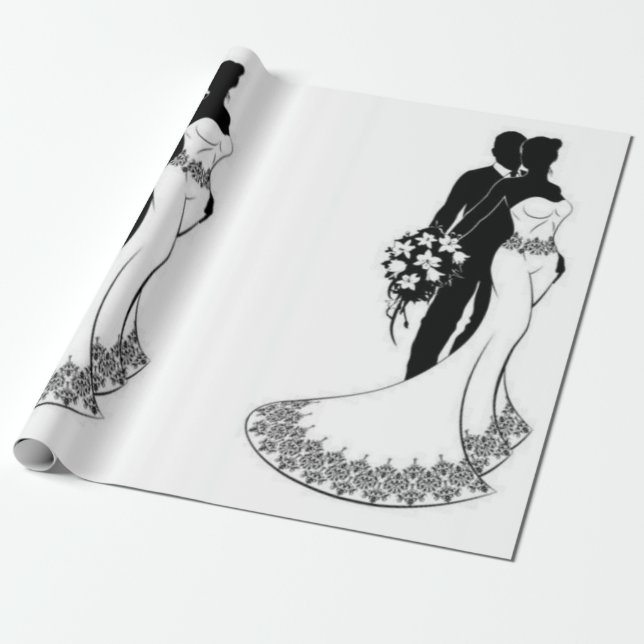Papel de embrulho de casamento branco e preto (Desenrolado)