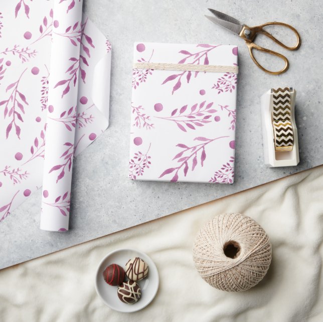 Papel de embrulho de casamento com folhas roxas bo (Artesanato)