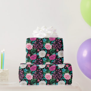 Papel de embrulho de casamento com rosas Burgundy 